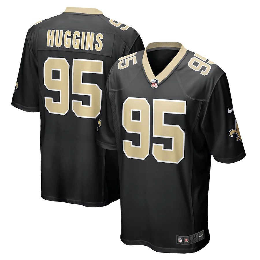 Men New Orleans Saints #95 Albert Huggins Nike Black Player Game NFL Jersey